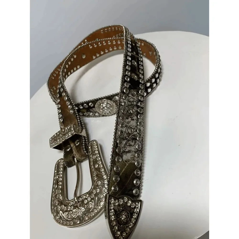 Blazin Roxx Green Camo Jeweled Western Belt
